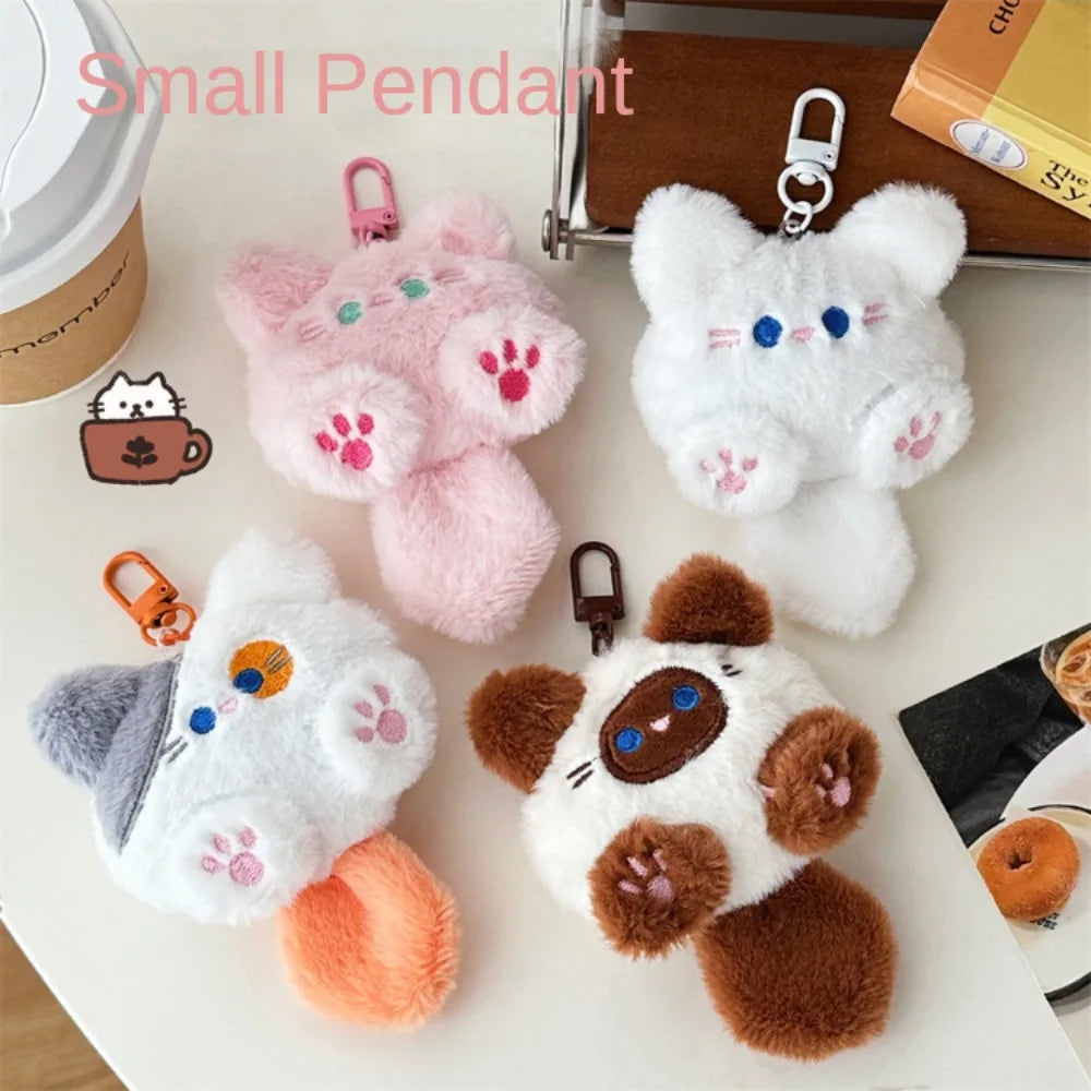 Cute Cat Plush Keychains 11.5x8cm - Pink/White/Brown/Grey