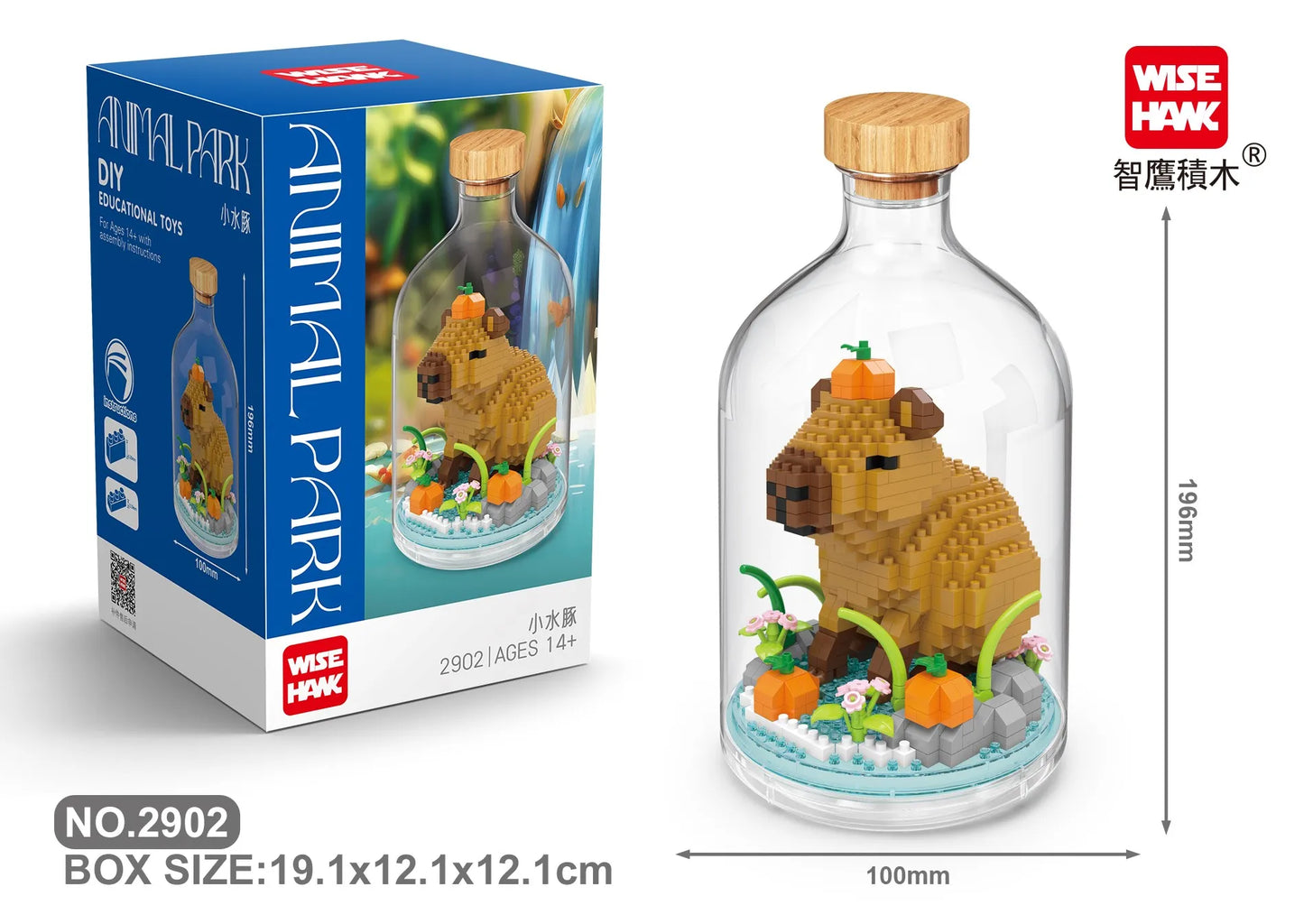 Insect/Animal With Clear Display Bottle Set Mini Building Blocks - Fox/Capybara/Scorpion/Butterfly