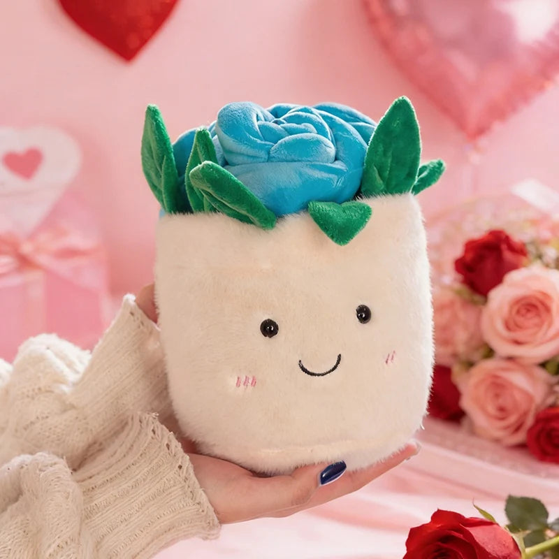 Smiley Potted Rose Plush Toys 20cm - 8 Colours