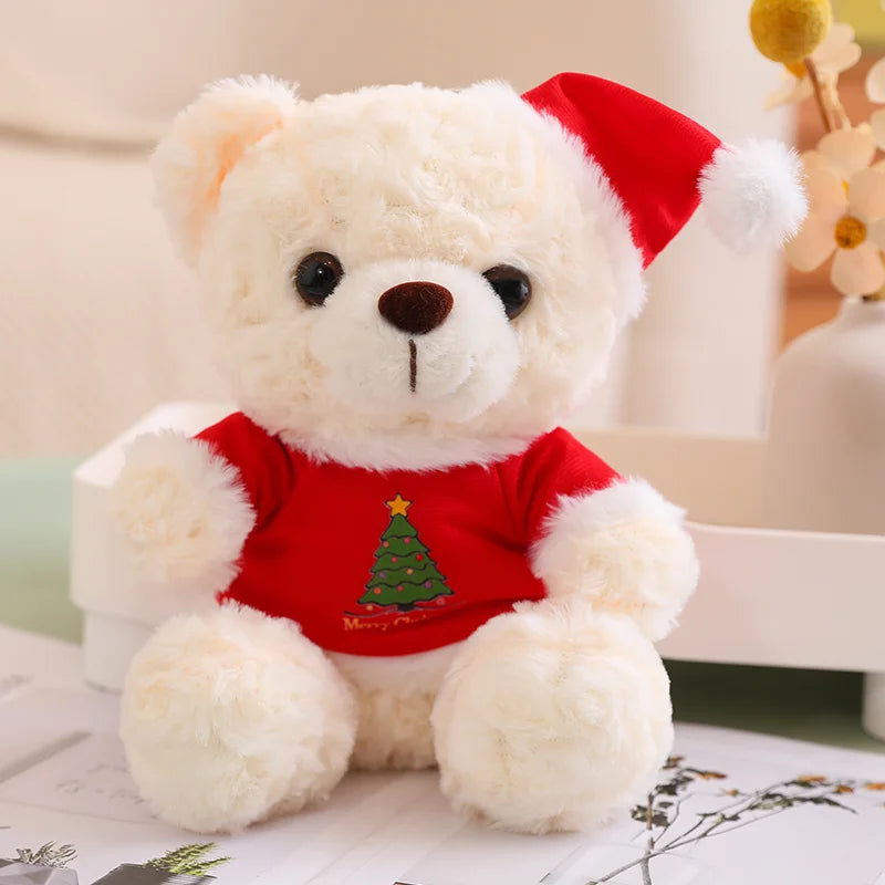 Teddy Bear With Christmas Hat And T-Shirt/Bow Plush Toys 20cm - 18 Styles