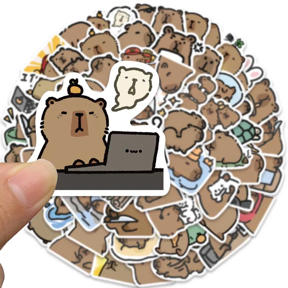 50/100 pcs Cute Capybara Stickers