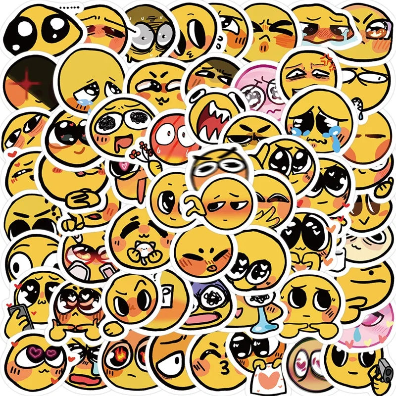 60 pcs Cute/Kawaii and Funny Emoji (Yellow Emotional Face) Stickers