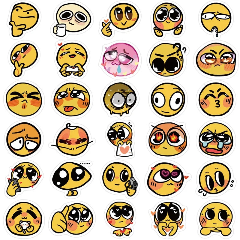 60 pcs Cute/Kawaii and Funny Emoji (Yellow Emotional Face) Stickers