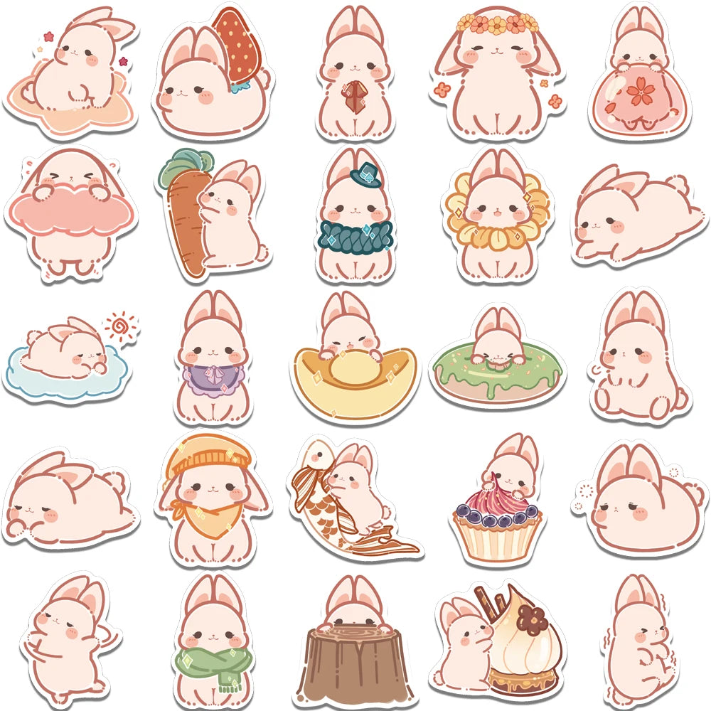 50 pcs Cute/Kawaii Pink Bunny/Rabbit Stickers