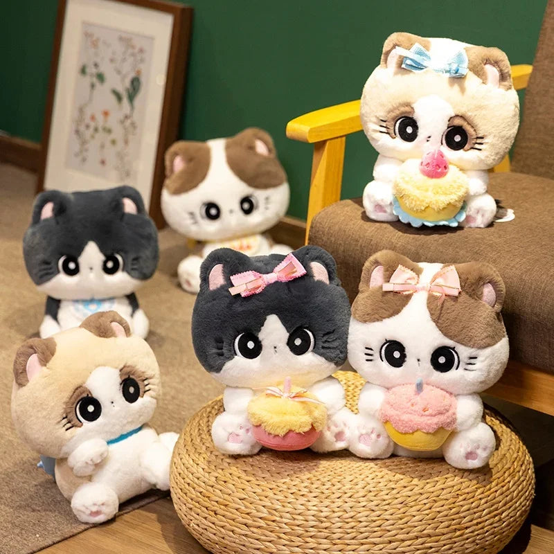 Cute Cat With/Without Cupcake Plush Toys 25cm - 6 Styles