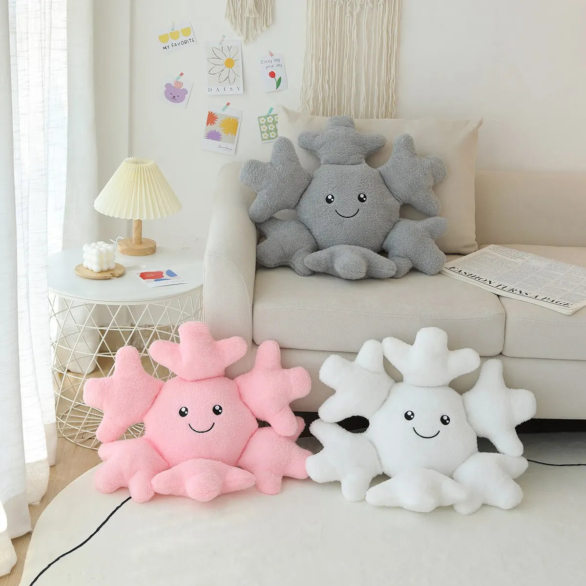 Cute Snowflake Pillow Plush Toys 60cm - Pink/Grey/White