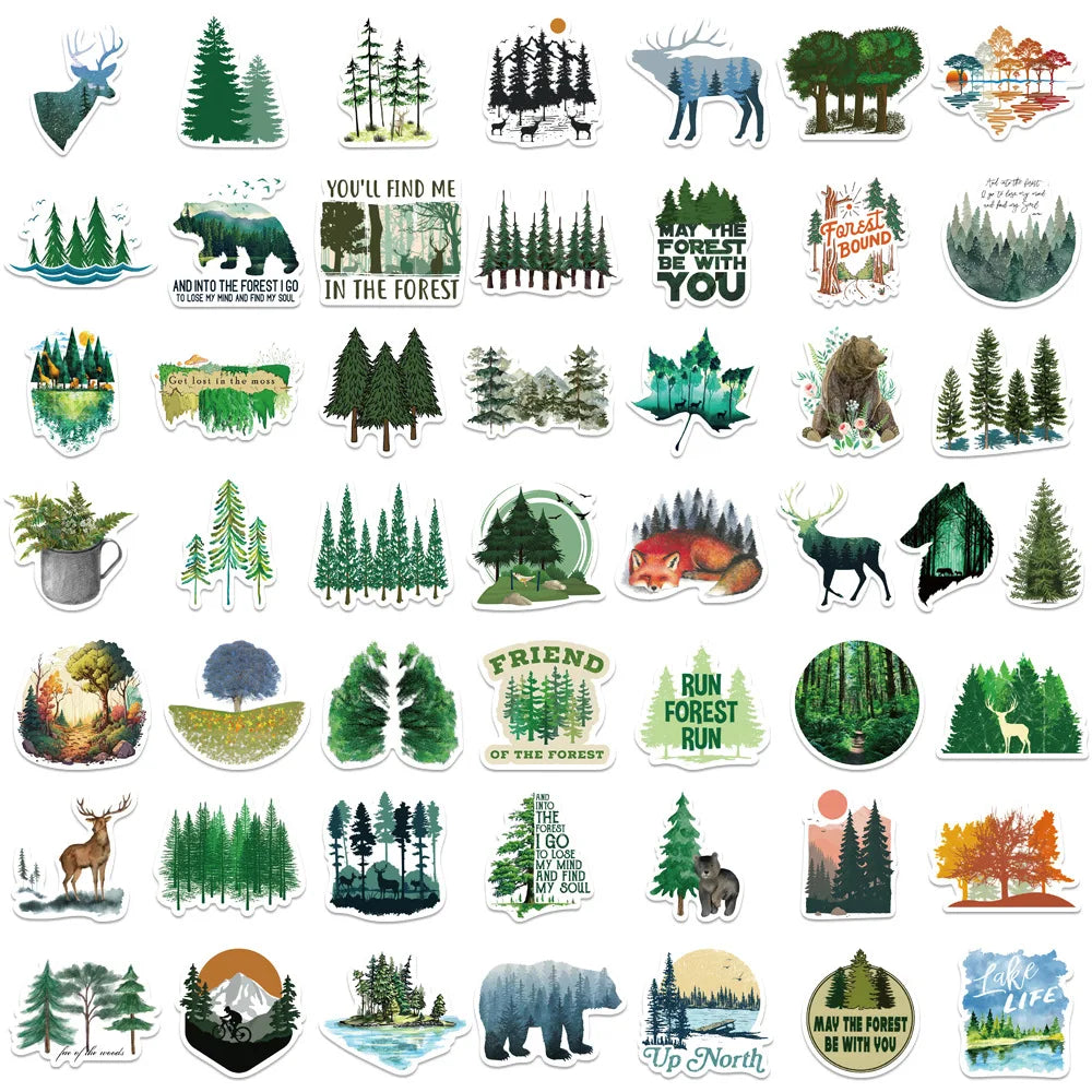 50 pcs Green Nature/Forest Stickers