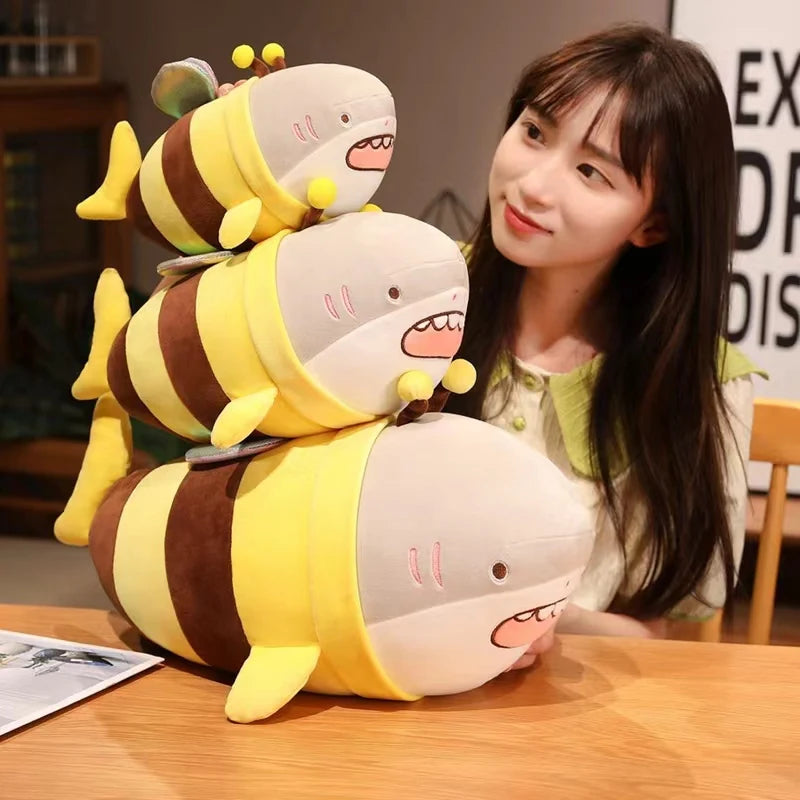 Funny Shark Bee Hybrid Plush Toys 28/38/48cm