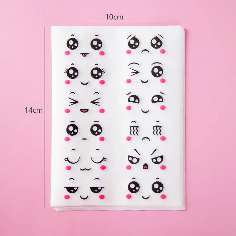 6 Sheets/Set Cute/Kawaii Expression Transparent Stickers