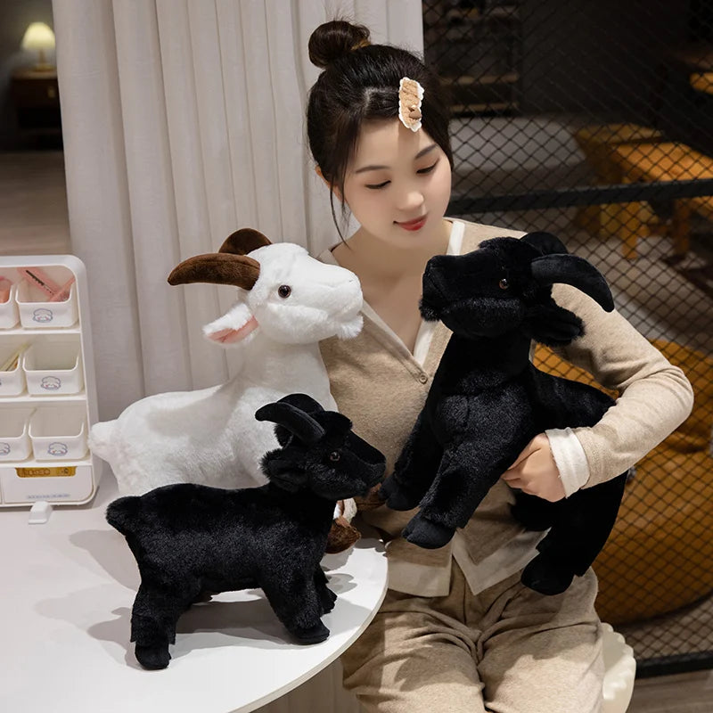 Goat Lifelike Plush Toy 30/40cm - Black/White