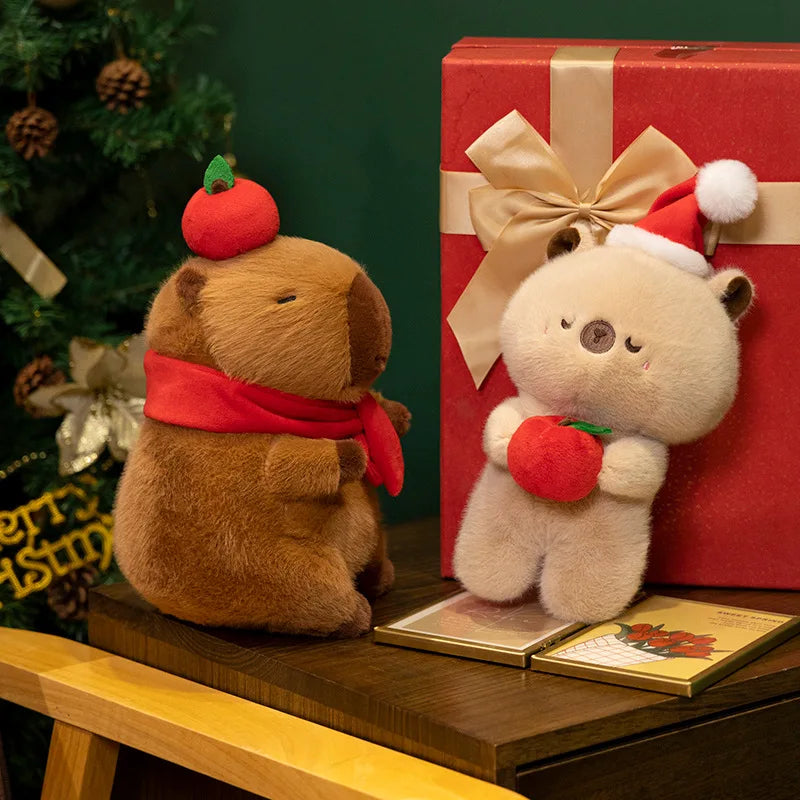 Christmas (Hat/Apple/Scarf) With Cute Capybara Plush Toys 24cm - 3 Styles