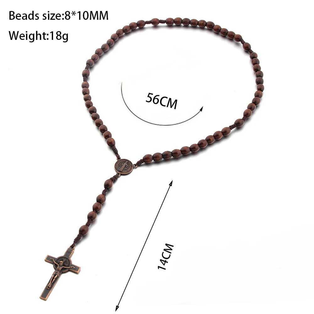 Rosary (Wood Beads With Rope Chain) 70cm - 2 Styles