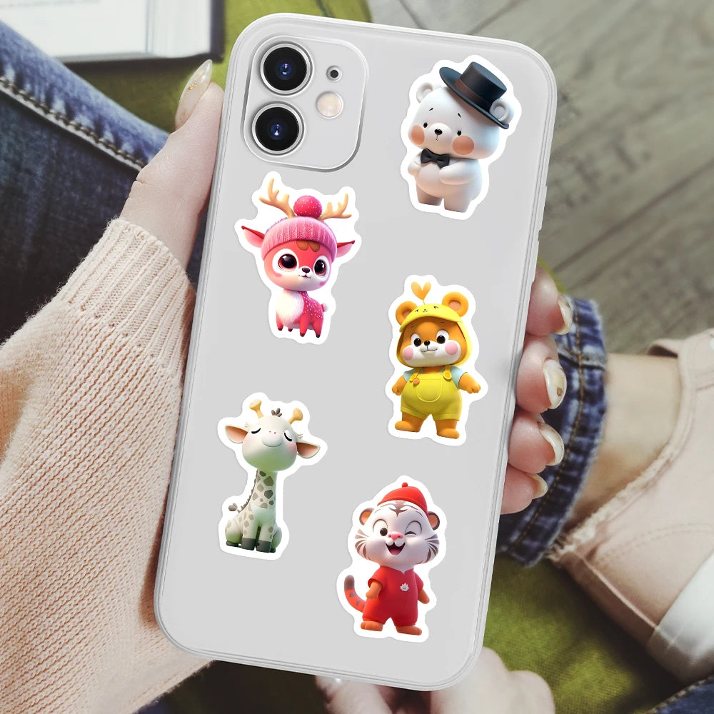 60 pcs Cute/Kawaii  3D Animal Stickers