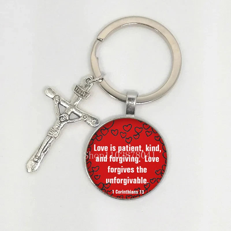 Keychain With The Bible Verse/Inspirational Message And Cross- 10 Styles