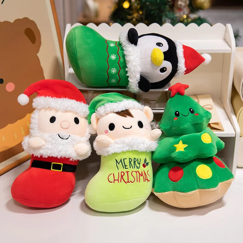 Christmas (Tree & Penguin/Santa Claus/Elf In Socks) Plush Toys 25cm - 4 Styles