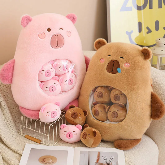 A Bag of 6 pcs Capybara Plushies Pillow Plush Toys 40x45cm - Pink/Brown