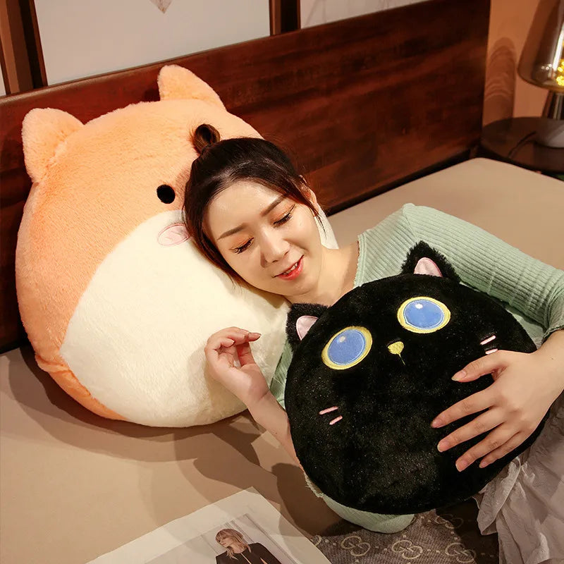 Cute Round Cat/Dog/Rabbit Plush Pillow Toys 30/60cm- 5 Styles