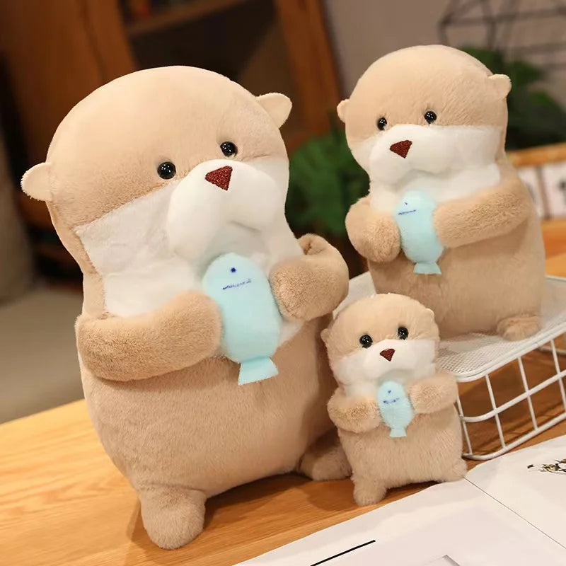 Cute Otter With Fish Plush Keychains 11cm Or Plush Toys 21/31cm