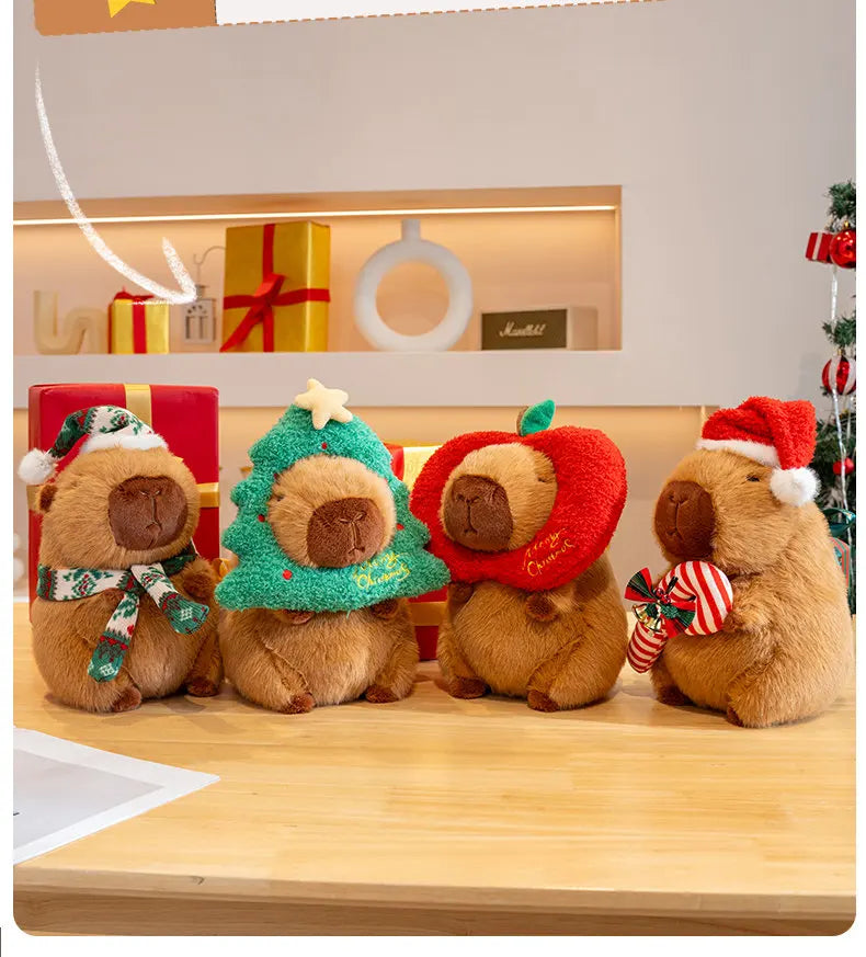 Cute Capybara With Christmas(Hat/Candy/Tree/Apple/Scarf) Plush Toys 25cm - 4 Styles