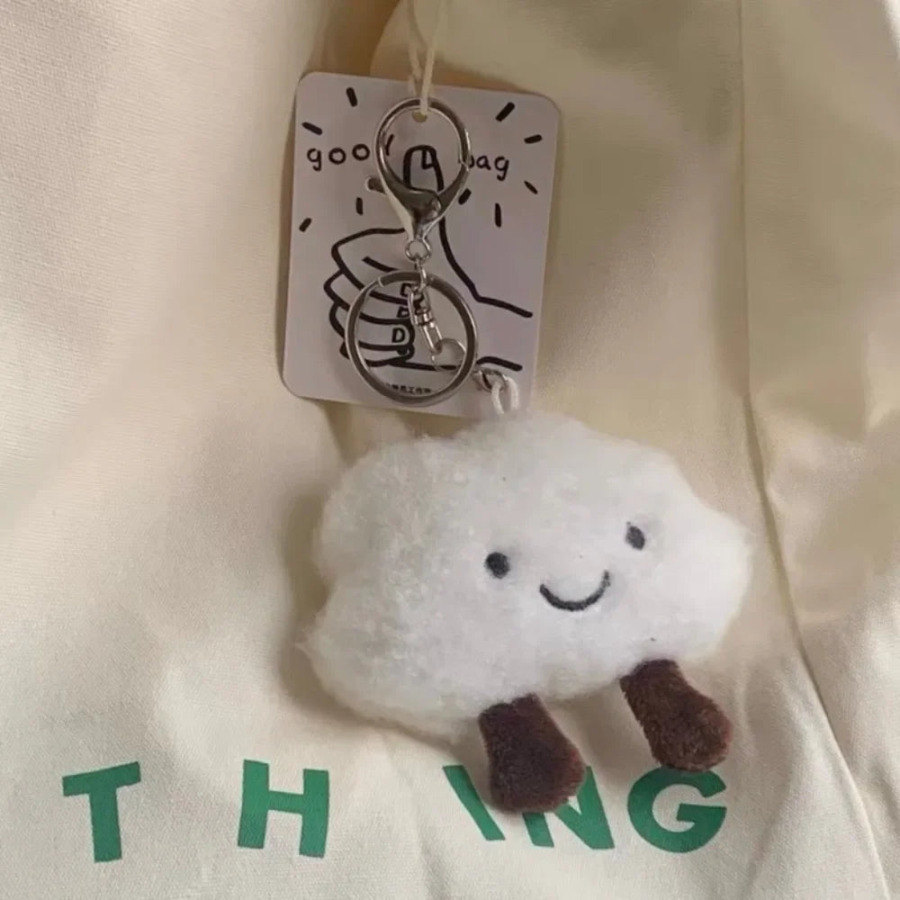 Cute White Cloud Plush Keychains 9x10cm