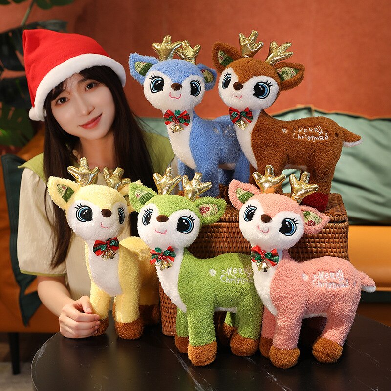 Christmas Reindeer Plush Toys 35cm - Pink/Yellow/Blue/Brown/Red/Green