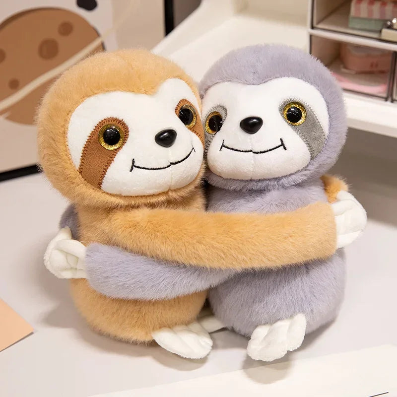 Cute Hugging Brown & Grey Sloths Plush Toys 23cm