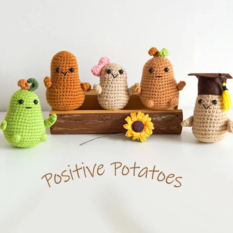 Handmade Knitted Vegetable (Potato/Tomoto) With/Without Positive Message - 11 Styles