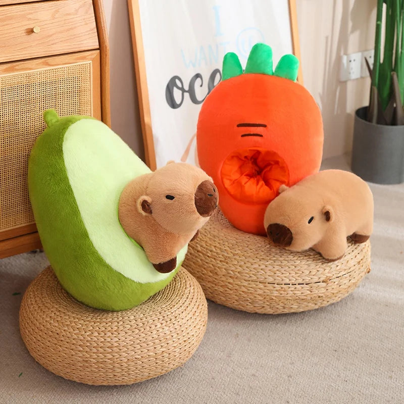 Cute Capybara With Avocado/Banana/Carrot/Strawberry Plush Toys 35/45cm