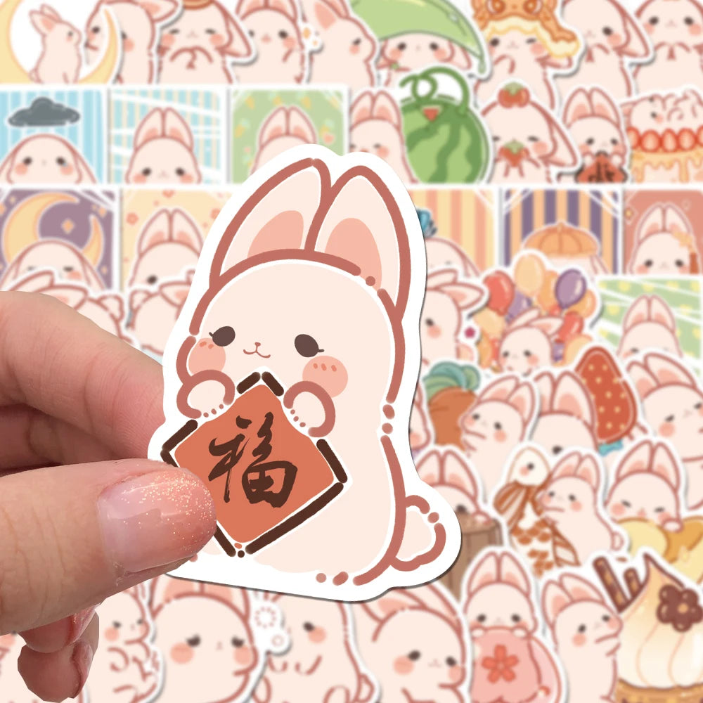 50 pcs Cute/Kawaii Pink Bunny/Rabbit Stickers