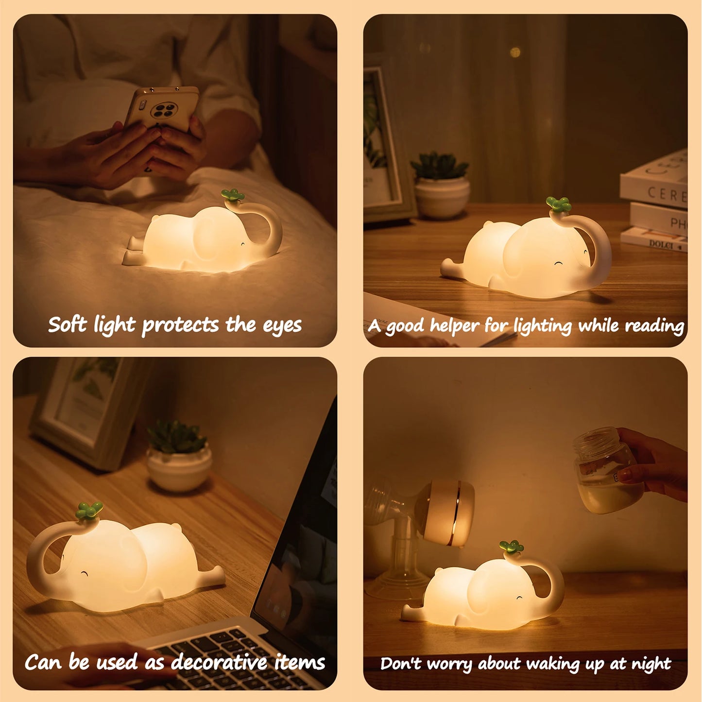 LED Night Light Elephant Silicone Lamp - 2 Styles