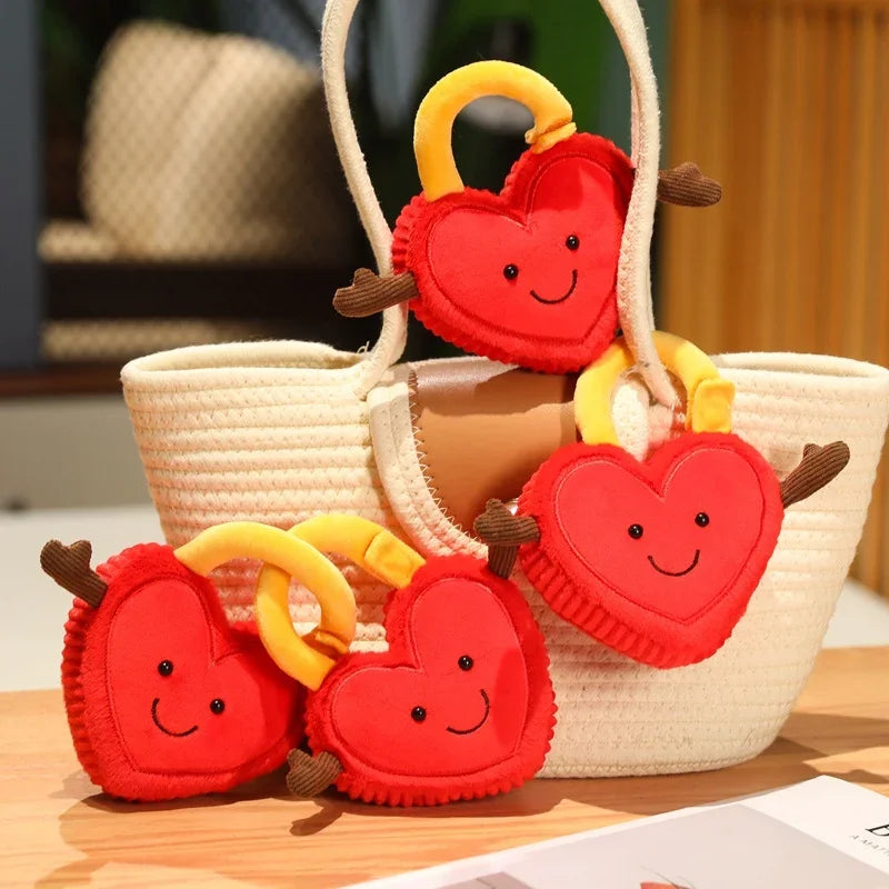 Cute Smile Face Red Heart Locks Plush Toys - One/Two