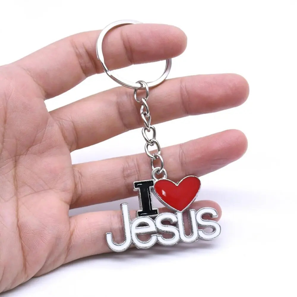 Keychain With  I Love Jesus Letter - Silver/Gold