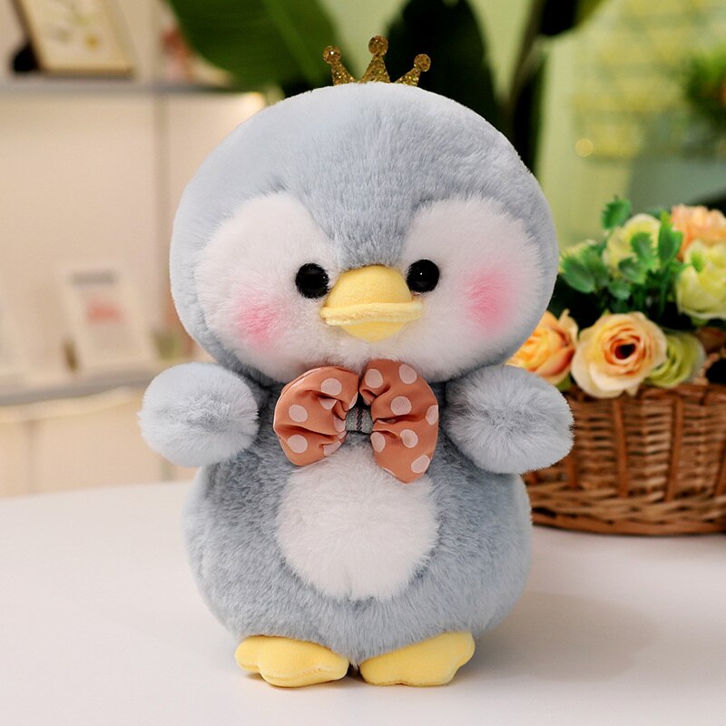 Cute Animal(Penguin/Duck/Frog/Panda/Elephant/Pig) With Crown Plush Toys 25cm