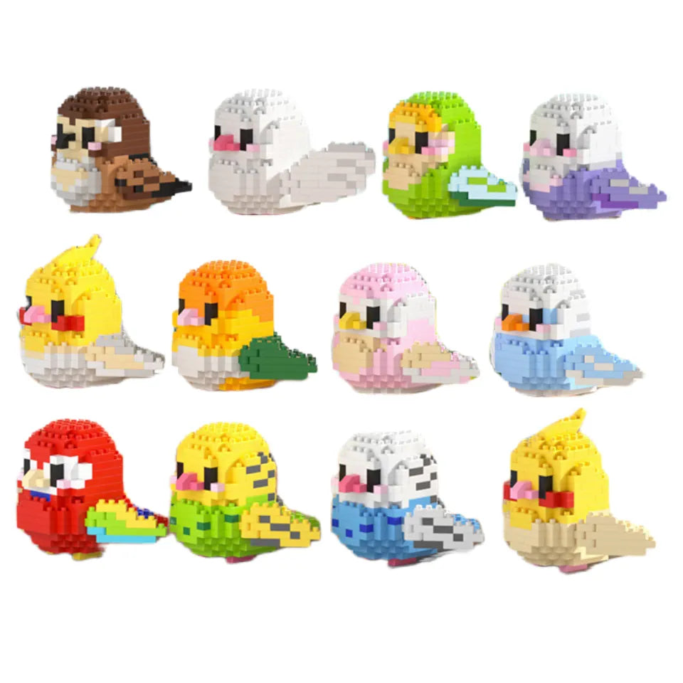 12Pcs/Set Cute Bird Mini Building Blocks