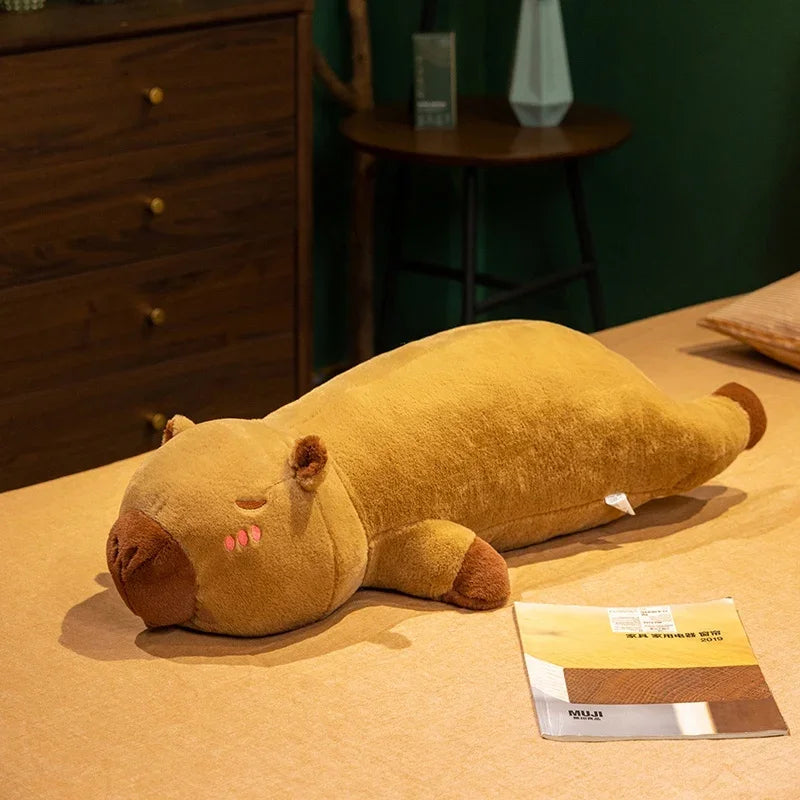 Cute Lying Pink/Brown Capybara Plush Pillow Toys 60/80cm