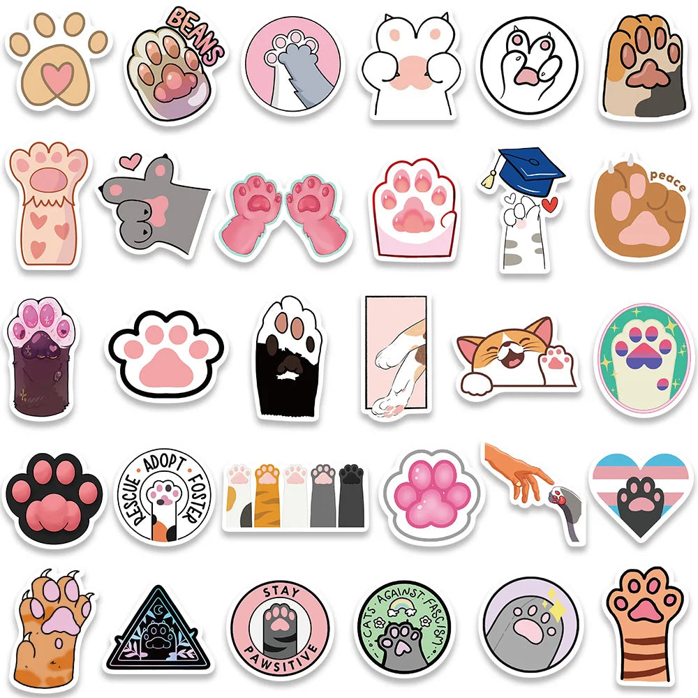 61 pcs Cute/Kawaii Cat Paw Stickers