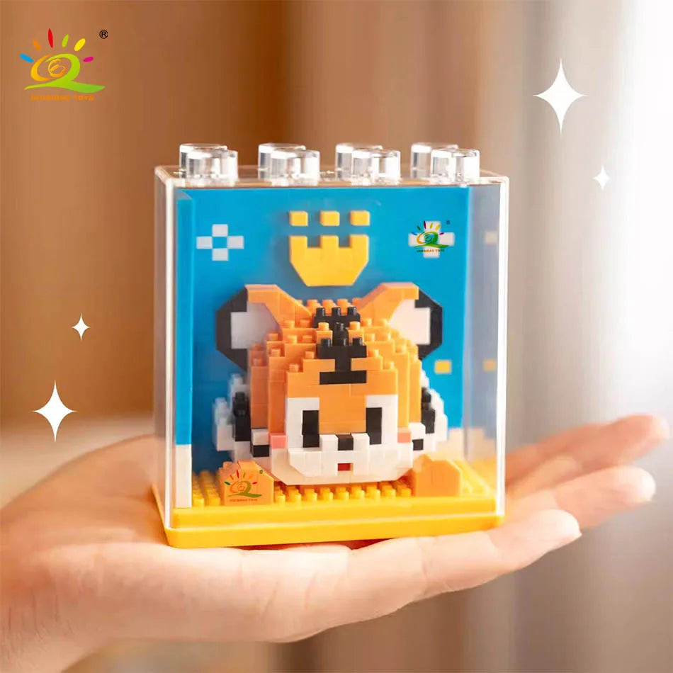 Cute Animal And Clear Display Set Mini Building Blocks - 12 Styles