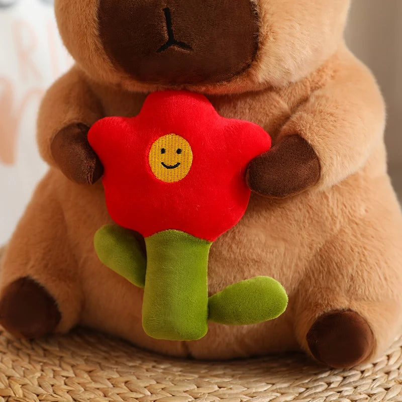 Cute Capybara With Happy Birthday Hat And Cake/Flower/Milk Tea Plush Toys 30/40cm