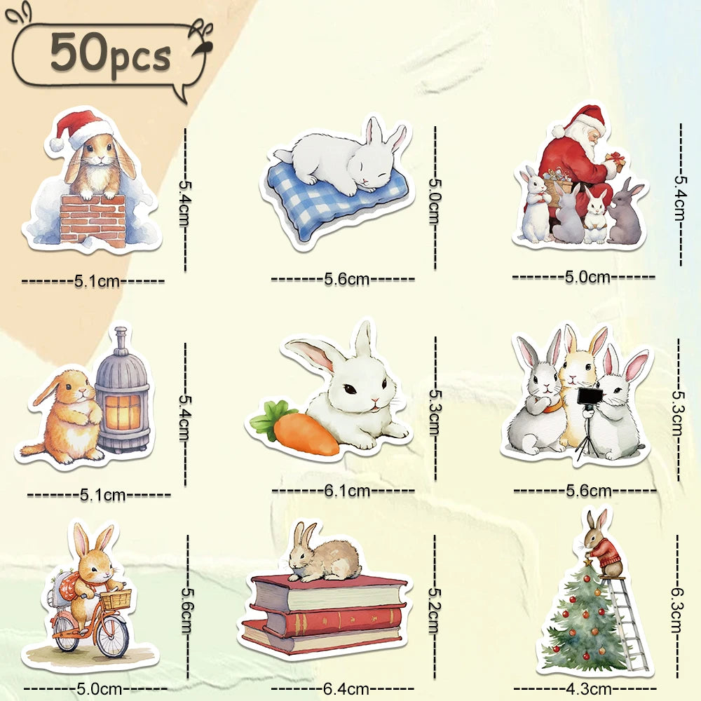 50 pcs Cute/Kawaii Bunny/Rabbit Stickers