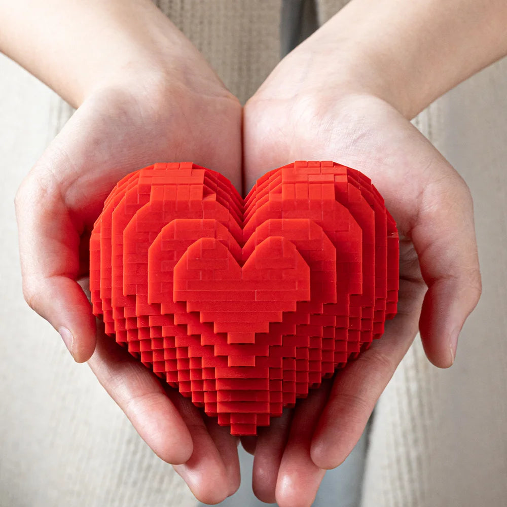 Red Heart-Shaped Mini Building Blocks