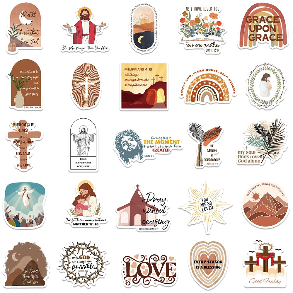 50 pcs Stickers (Bible Verse/Religious/Christian) Texts - V4