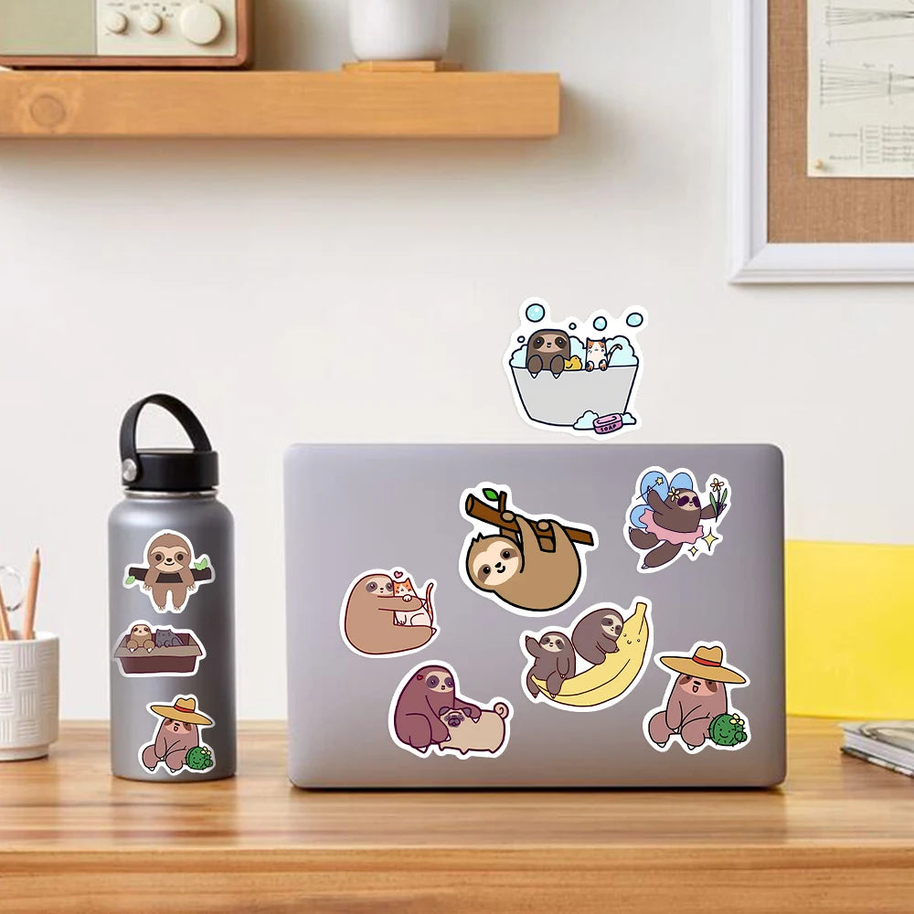 50 pcs Cute/Kawaii Sloth Stickers