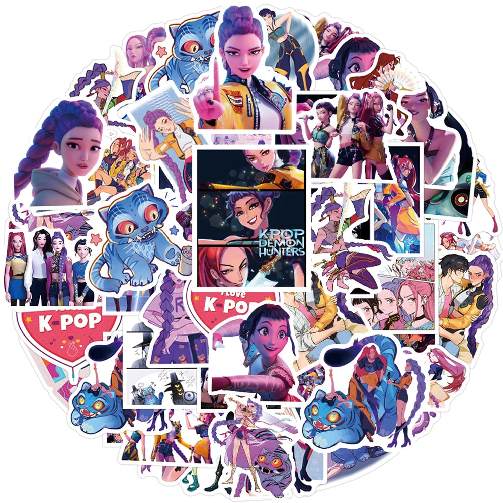50-74 pcs Cute/Kawaii K-Pop Demon Hunters Stickers - 6 Styles