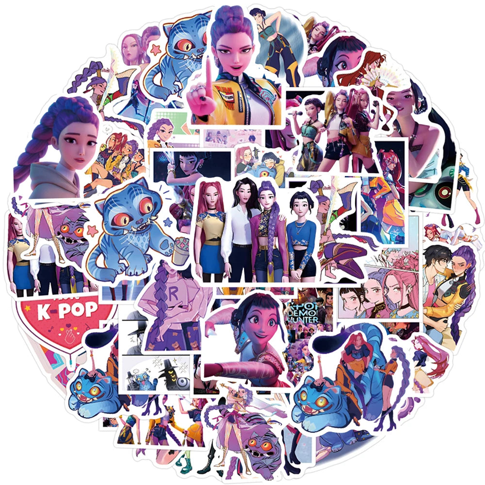50-74 pcs Cute/Kawaii K-Pop Demon Hunters Stickers - 6 Styles
