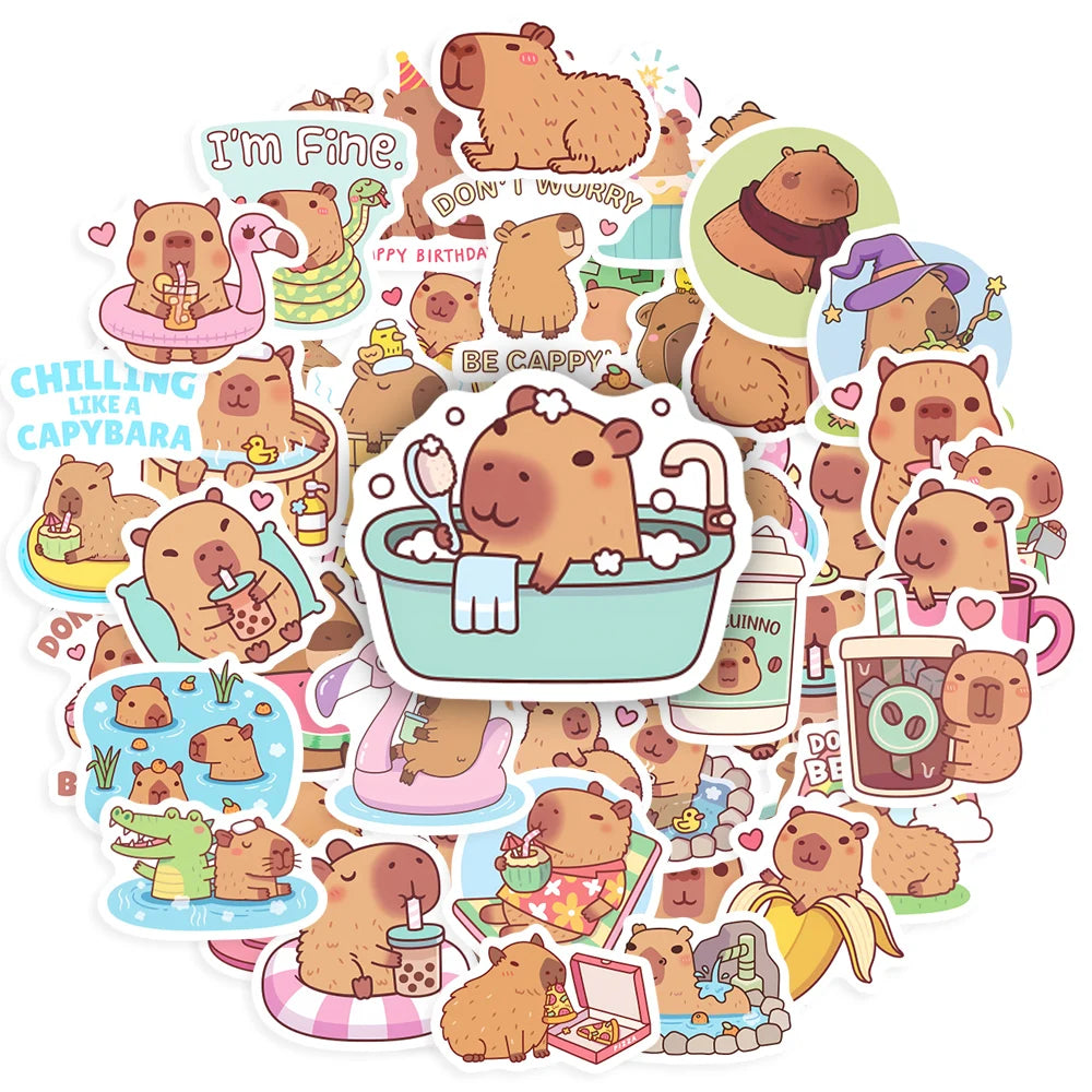 50 pcs Cute/Kawaii Capybara Stickers