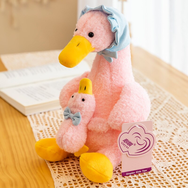 Mummy Duck Holding The Duckling Plush Toys 25/35cm 2pcs - White/Brown/Grey/Blue/Pink