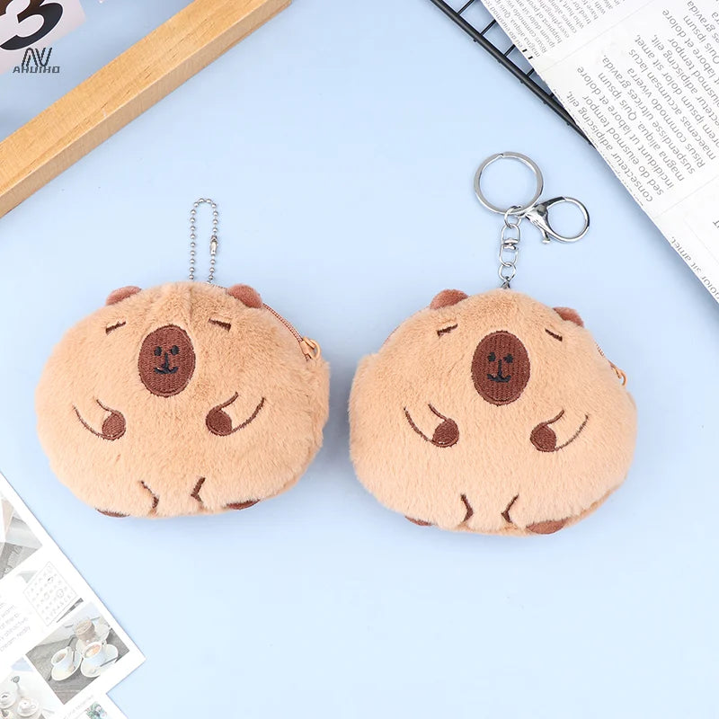 Cute Capybara Coin Purse Plush Keychains -  2 Styles