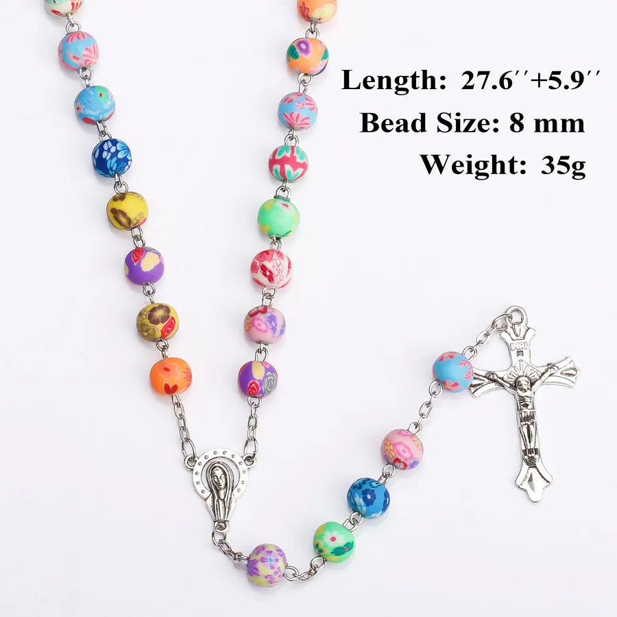 Rosary (Colourful Pottery Beads) 70cm - 4 Styles