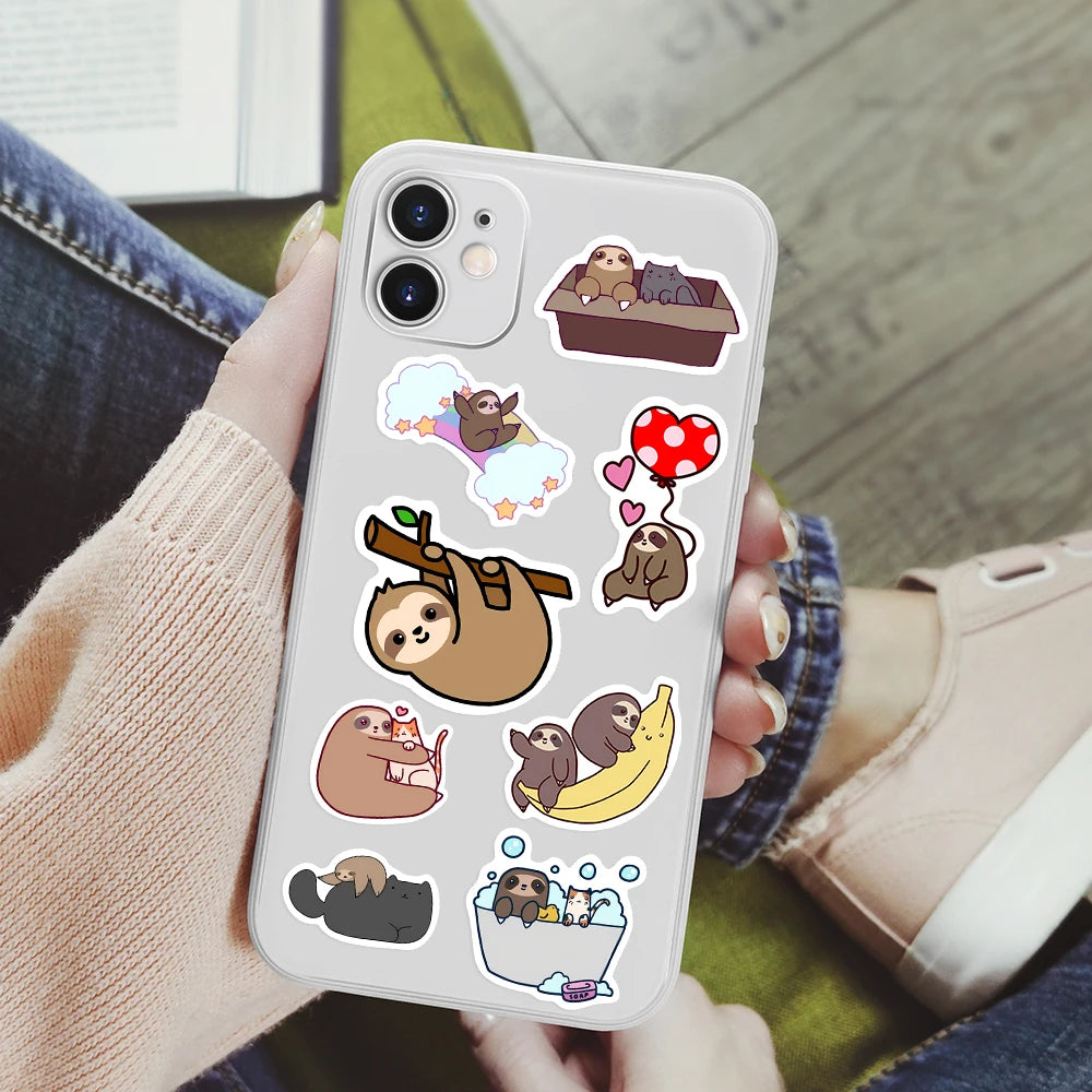 50 pcs Cute/Kawaii Sloth Stickers