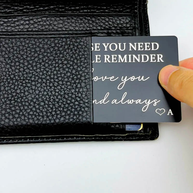 Wallet Insert Card With Positive Message (In case you need a little reminder " I love you now and always)  With Alphabet Letter